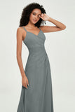Maxi Chiffon Women's Formal Evening Dresses V Neck Bridesmaid Gowns Dress