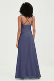 Maxi Chiffon Women's Formal Evening Dresses V Neck Bridesmaid Gowns Dress