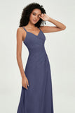 Maxi Chiffon Women's Formal Evening Dresses V Neck Bridesmaid Gowns Dress