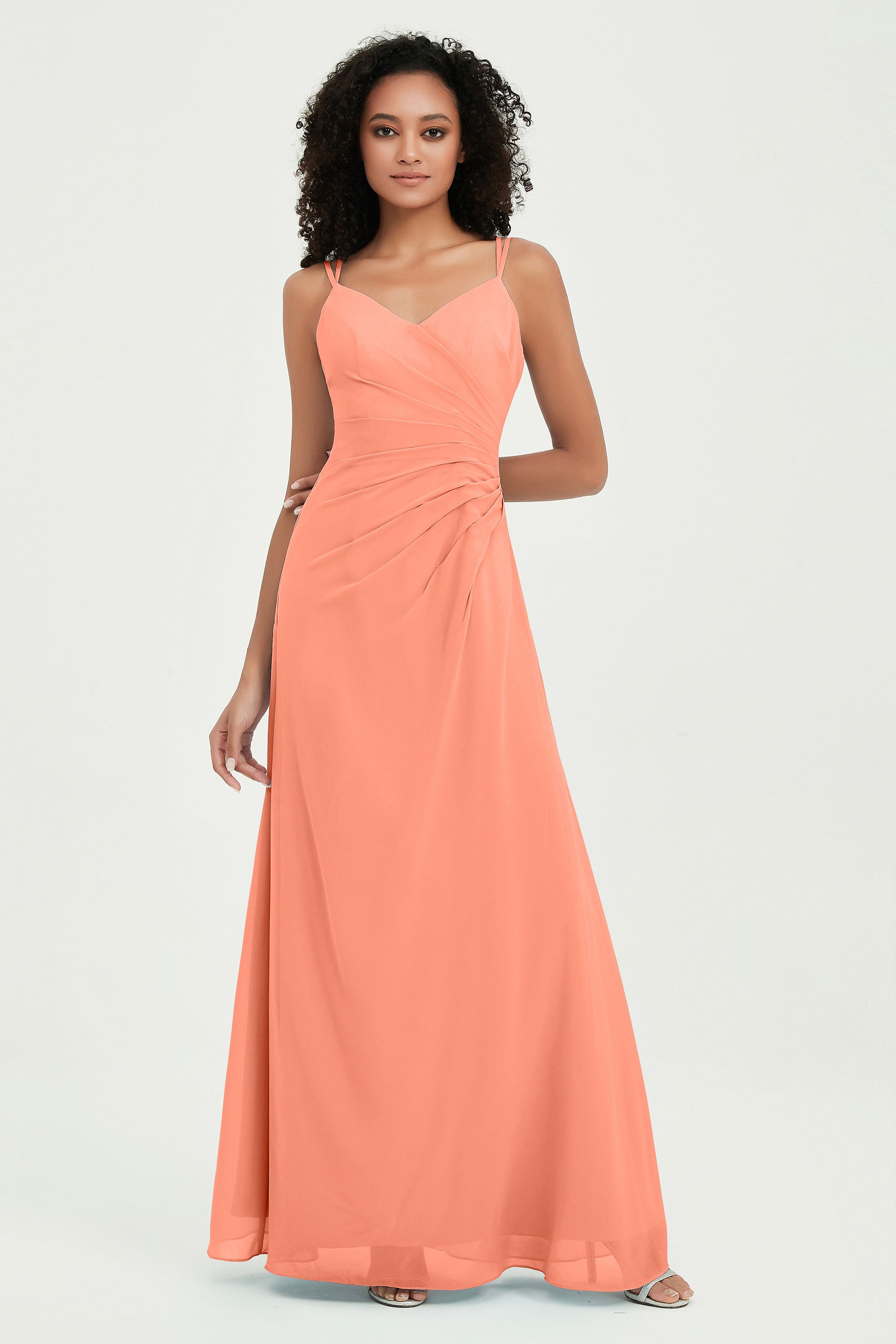 Maxi Chiffon Women's Formal Evening Dresses V Neck Bridesmaid Gowns Dress
