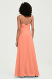Maxi Chiffon Women's Formal Evening Dresses V Neck Bridesmaid Gowns Dress