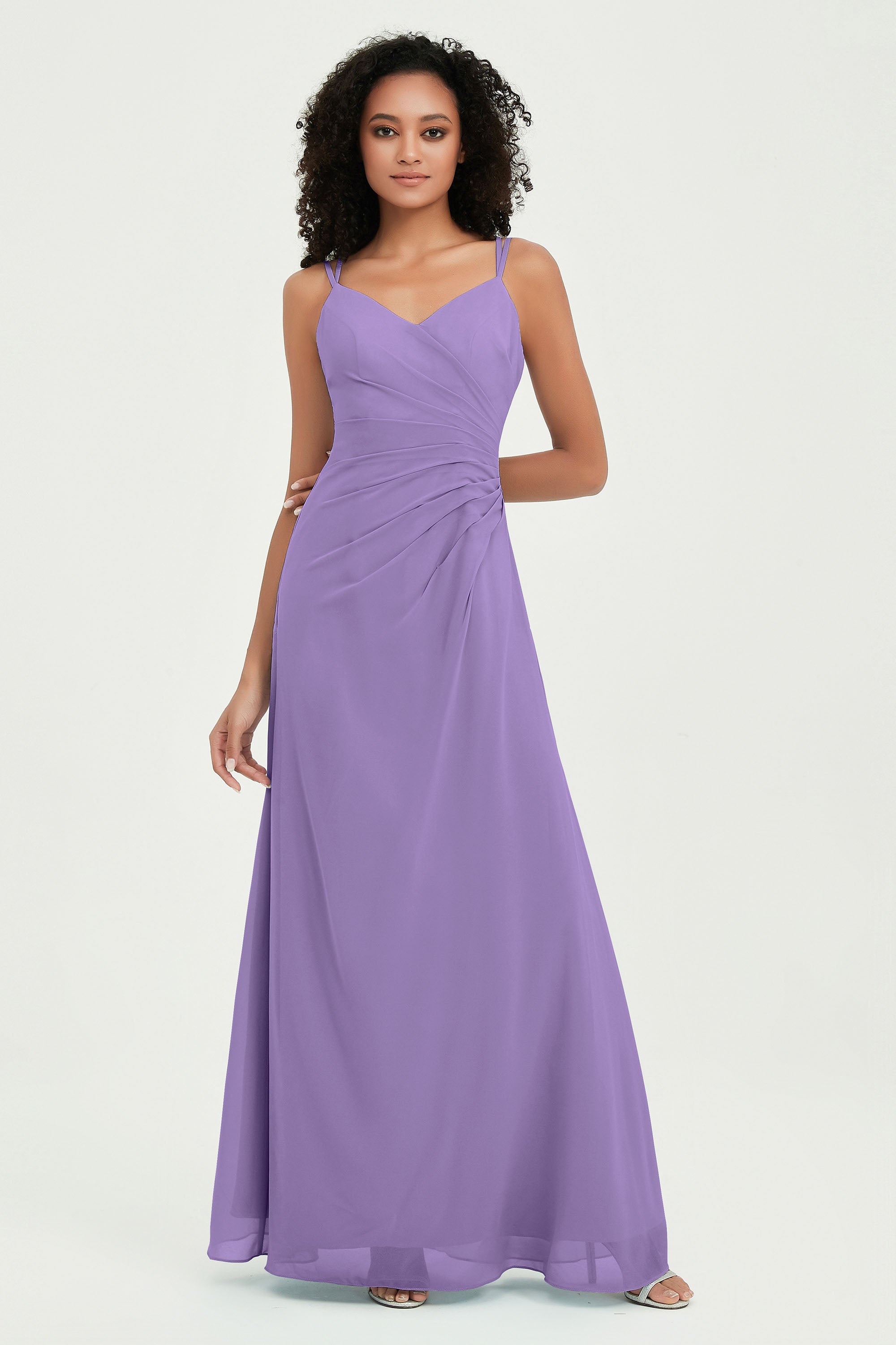 Maxi Chiffon Women's Formal Evening Dresses V Neck Bridesmaid Gowns Dress