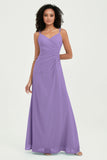 Maxi Chiffon Women's Formal Evening Dresses V Neck Bridesmaid Gowns Dress