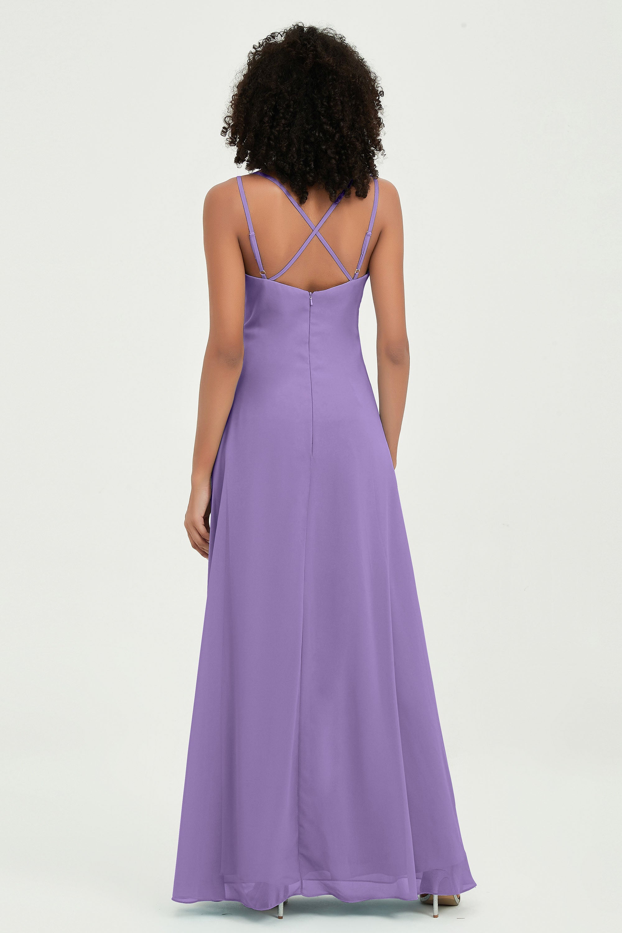 Maxi Chiffon Women's Formal Evening Dresses V Neck Bridesmaid Gowns Dress