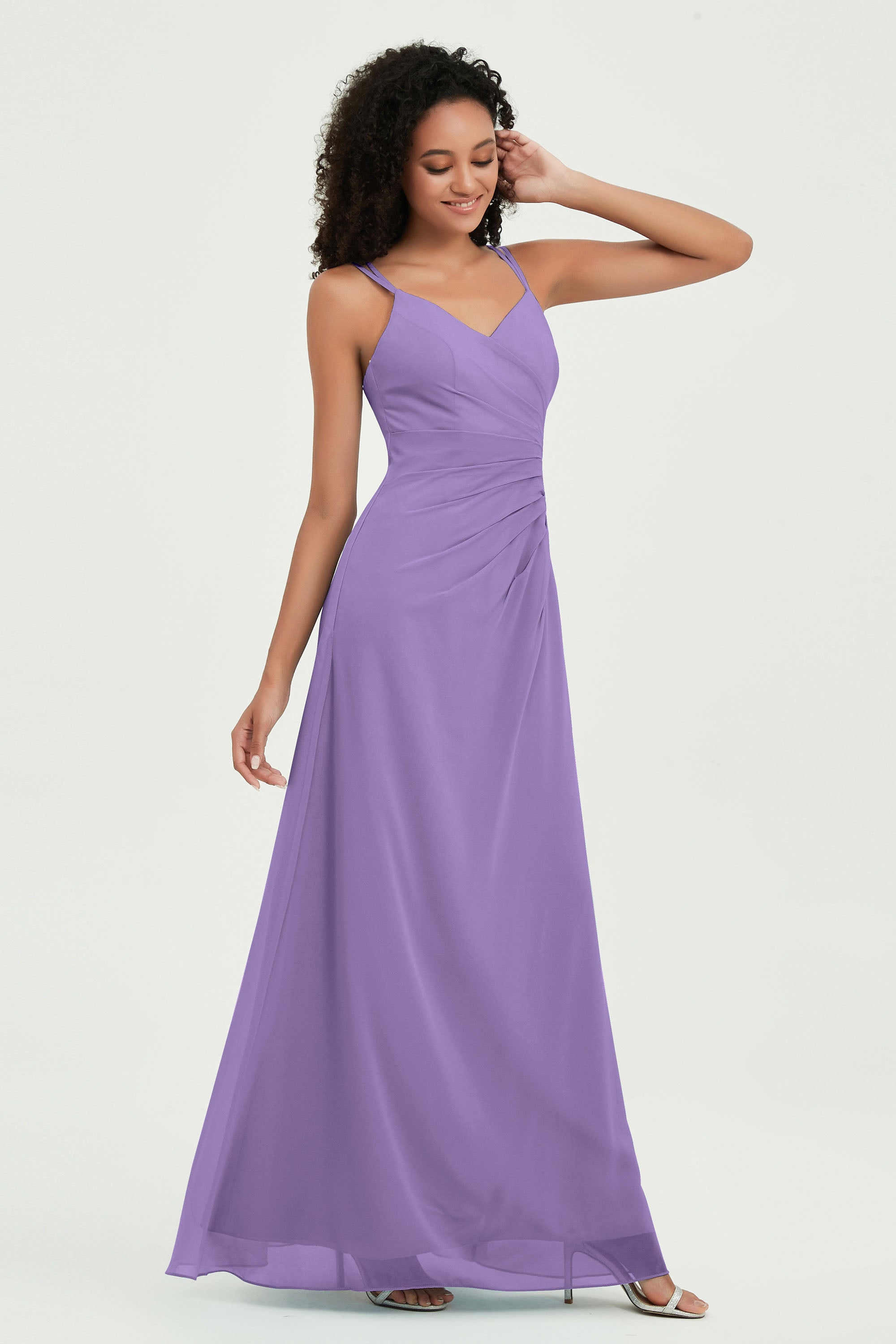 Maxi Chiffon Women's Formal Evening Dresses V Neck Bridesmaid Gowns Dress