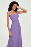 Maxi Chiffon Women's Formal Evening Dresses V Neck Bridesmaid Gowns Dress