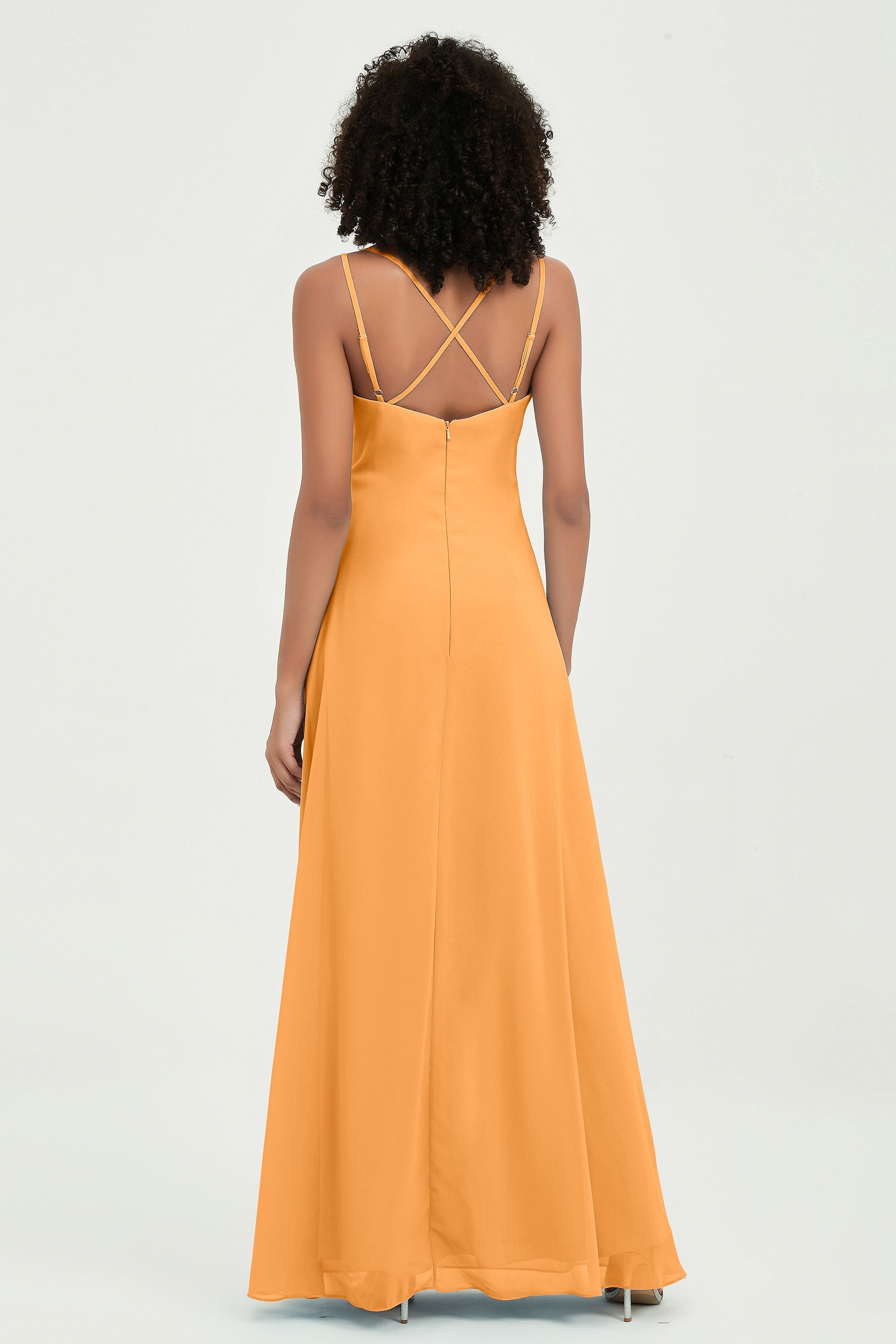 Maxi Chiffon Women's Formal Evening Dresses V Neck Bridesmaid Gowns Dress