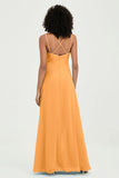 Maxi Chiffon Women's Formal Evening Dresses V Neck Bridesmaid Gowns Dress