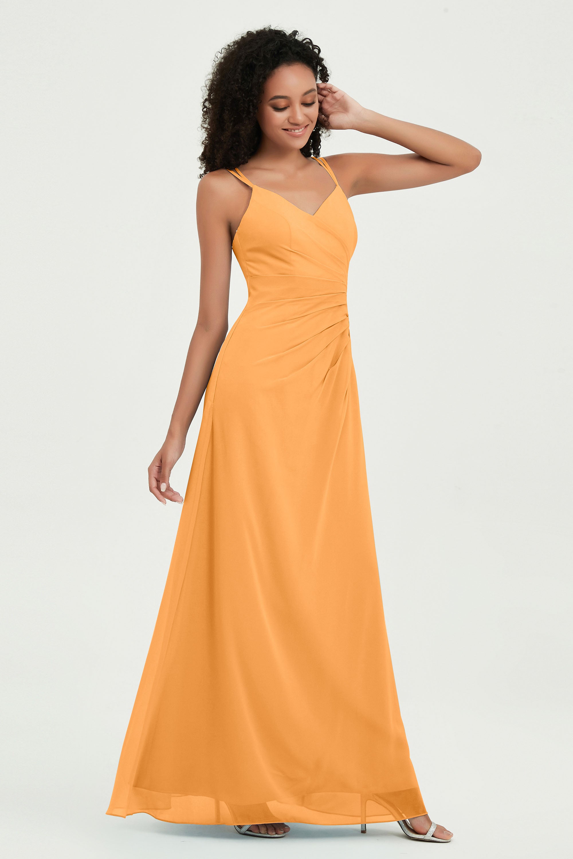 Maxi Chiffon Women's Formal Evening Dresses V Neck Bridesmaid Gowns Dress