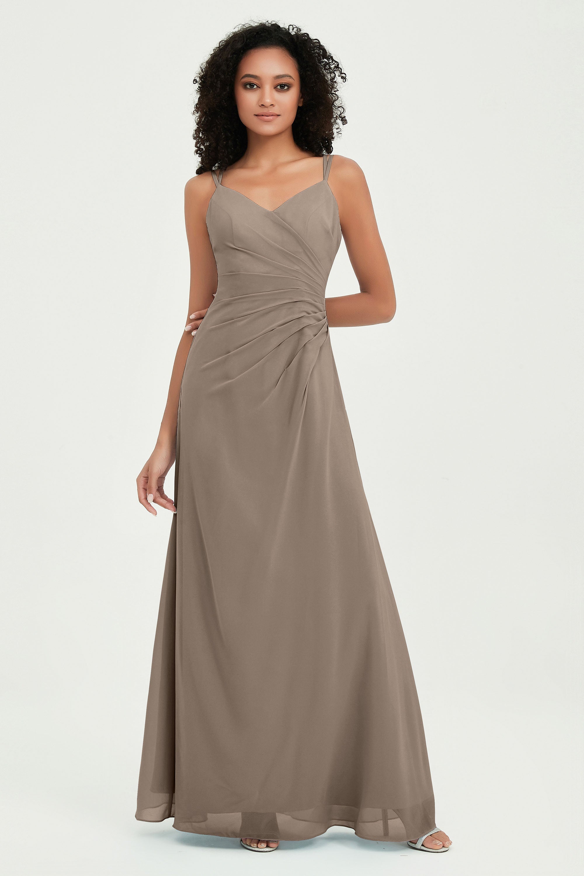 Maxi Chiffon Women's Formal Evening Dresses V Neck Bridesmaid Gowns Dress