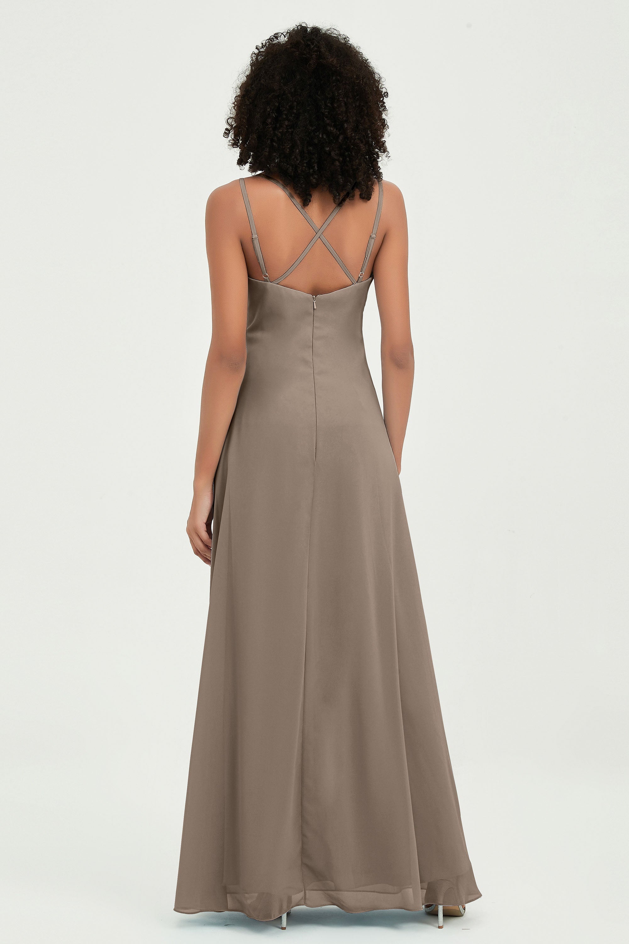 Maxi Chiffon Women's Formal Evening Dresses V Neck Bridesmaid Gowns Dress