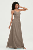 Maxi Chiffon Women's Formal Evening Dresses V Neck Bridesmaid Gowns Dress
