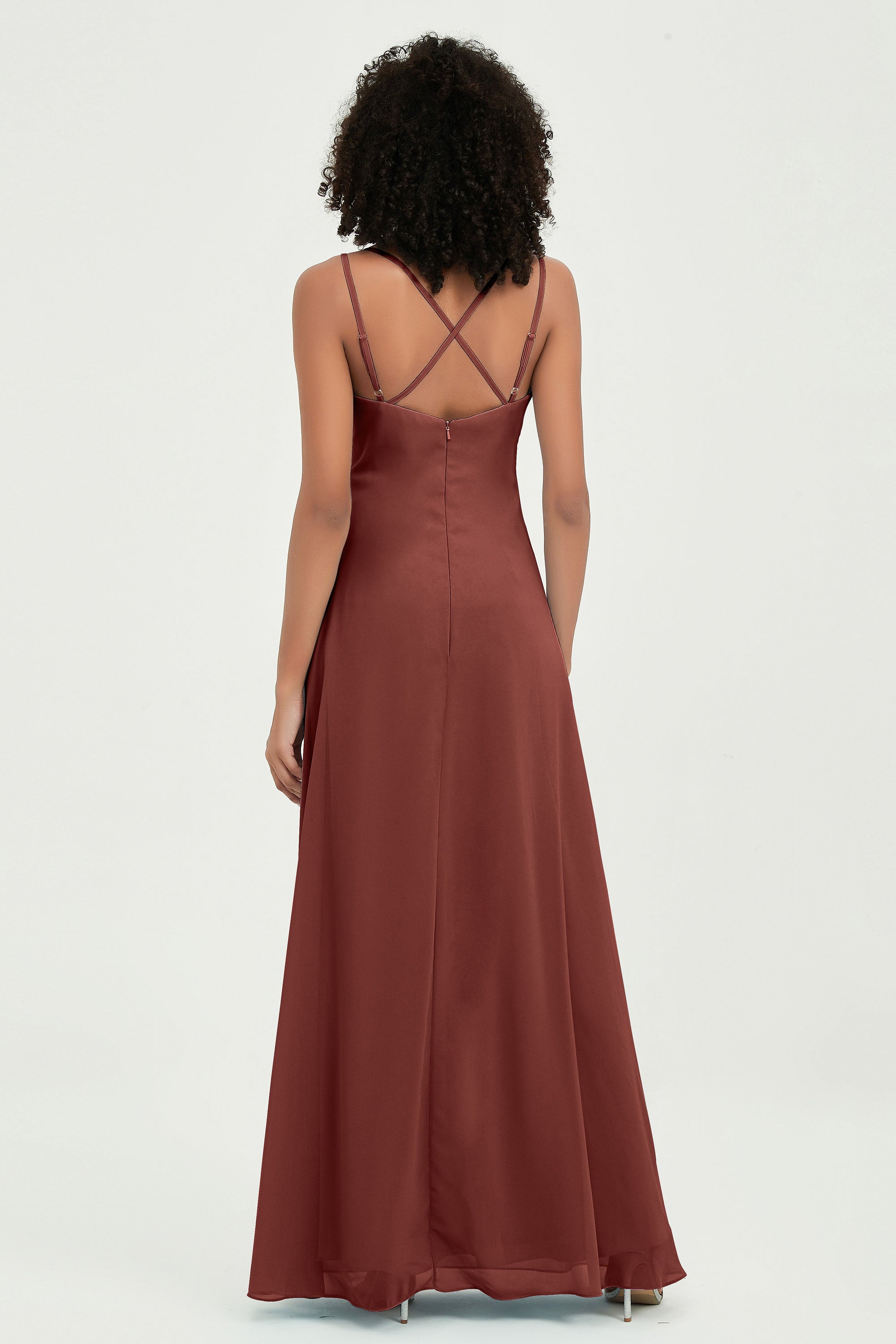 Maxi Chiffon Women's Formal Evening Dresses V Neck Bridesmaid Gowns Dress