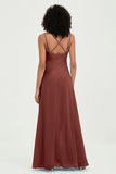 Maxi Chiffon Women's Formal Evening Dresses V Neck Bridesmaid Gowns Dress