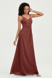 Maxi Chiffon Women's Formal Evening Dresses V Neck Bridesmaid Gowns Dress