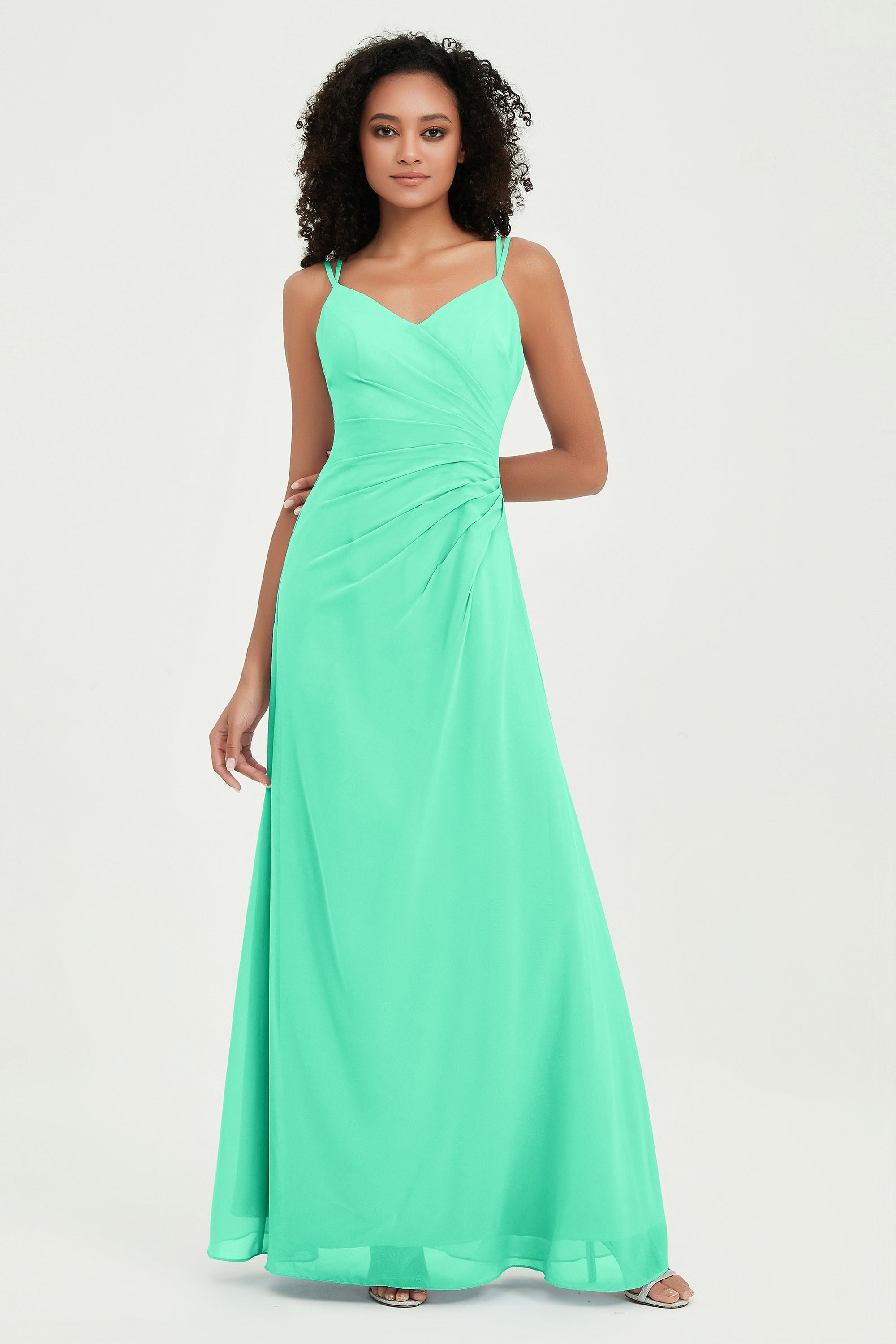 Maxi Chiffon Women's Formal Evening Dresses V Neck Bridesmaid Gowns Dress