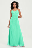 Maxi Chiffon Women's Formal Evening Dresses V Neck Bridesmaid Gowns Dress