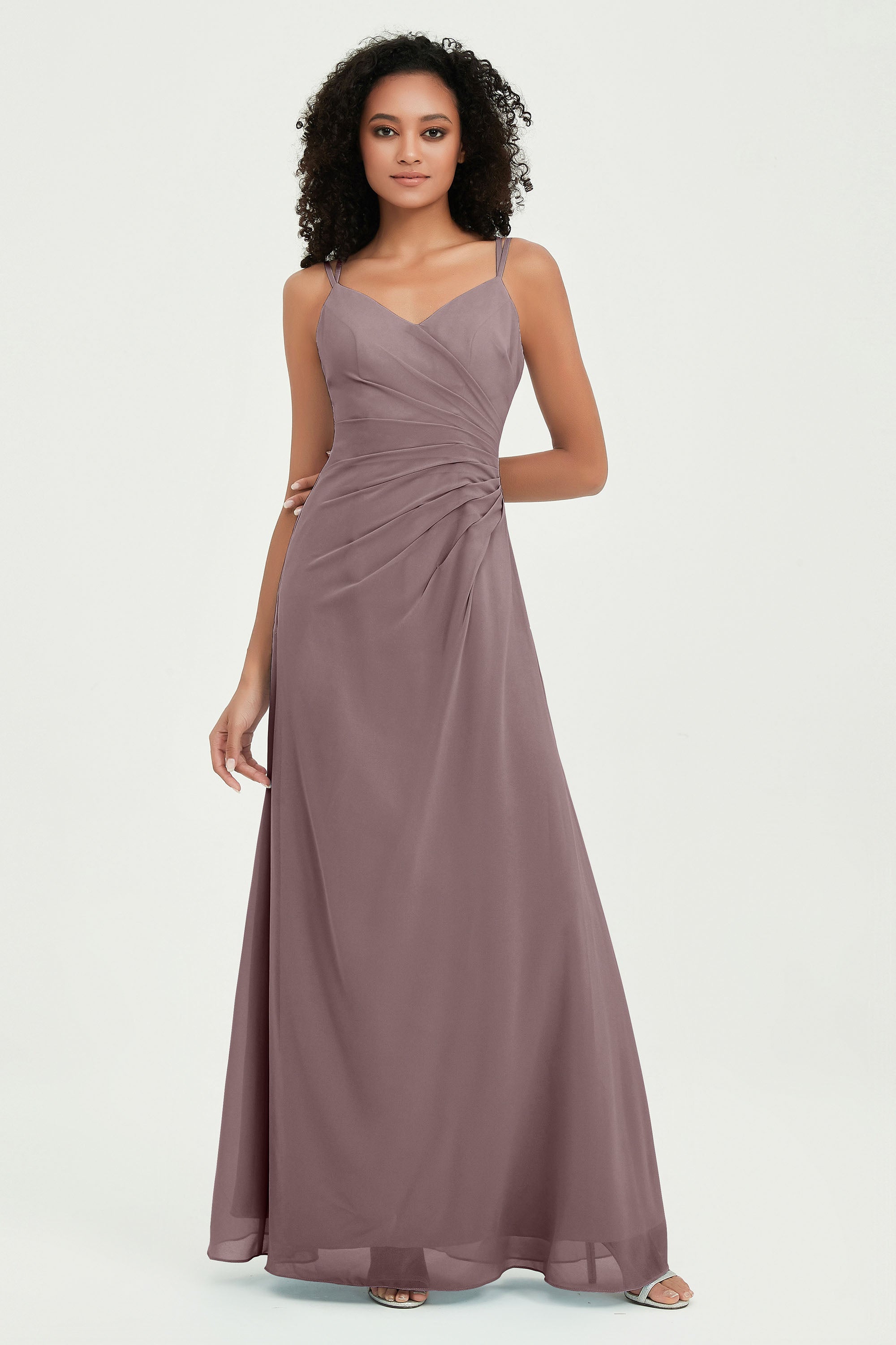 Maxi Chiffon Women's Formal Evening Dresses V Neck Bridesmaid Gowns Dress