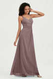Maxi Chiffon Women's Formal Evening Dresses V Neck Bridesmaid Gowns Dress