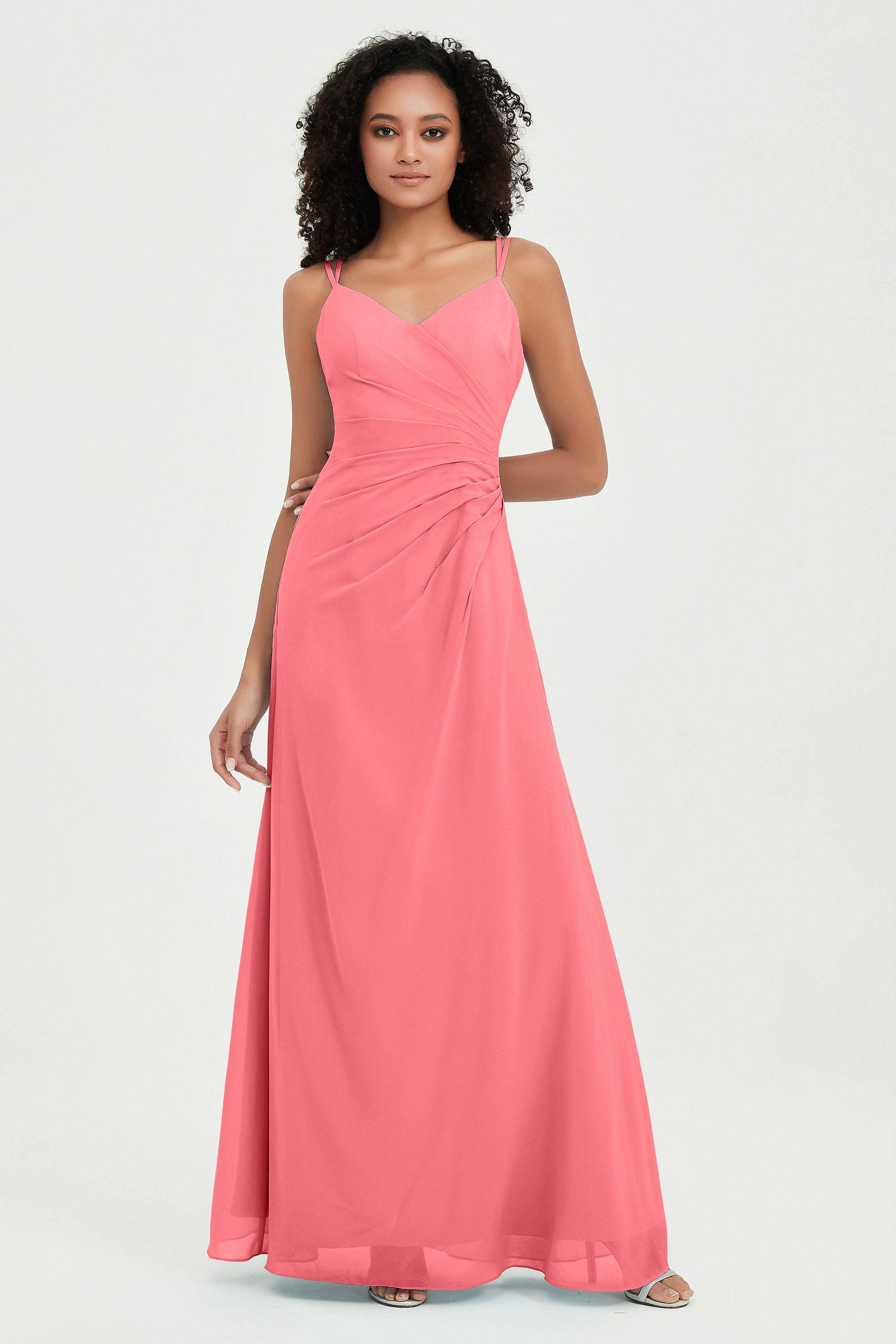 Maxi Chiffon Women's Formal Evening Dresses V Neck Bridesmaid Gowns Dress