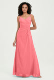 Maxi Chiffon Women's Formal Evening Dresses V Neck Bridesmaid Gowns Dress