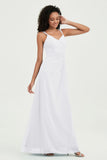 Maxi Chiffon Women's Formal Evening Dresses V Neck Bridesmaid Gowns Dress