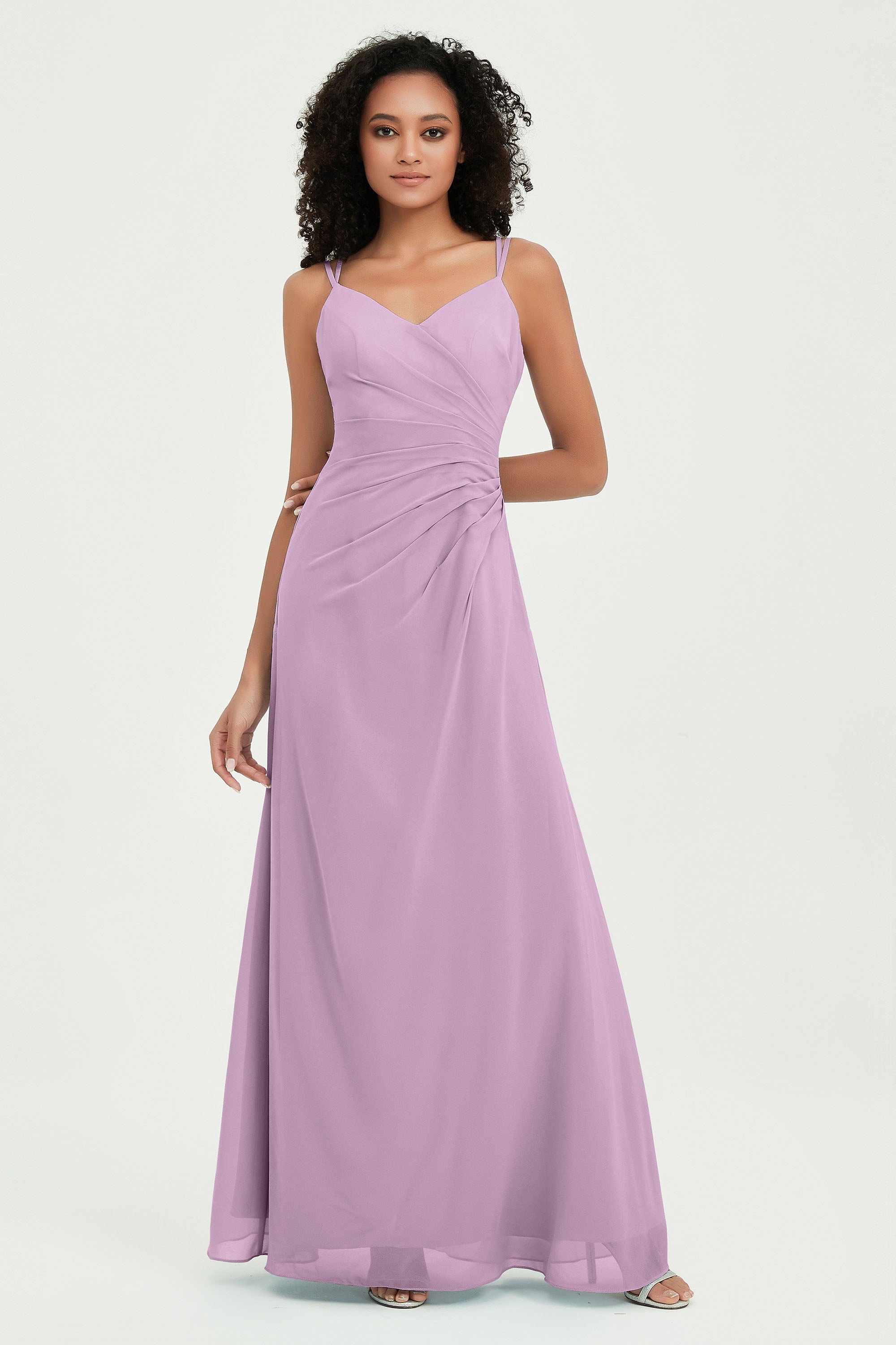 Maxi Chiffon Women's Formal Evening Dresses V Neck Bridesmaid Gowns Dress