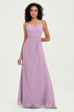 Maxi Chiffon Women's Formal Evening Dresses V Neck Bridesmaid Gowns Dress