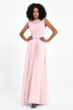 Illusion scoop neckline Chiffon bridesmaid dresses women's formal evening dress gowns