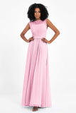 Illusion scoop neckline Chiffon bridesmaid dresses women's formal evening dress gowns