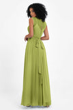 Illusion scoop neckline Chiffon bridesmaid dresses women's formal evening dress gowns