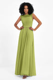 Illusion scoop neckline Chiffon bridesmaid dresses women's formal evening dress gowns