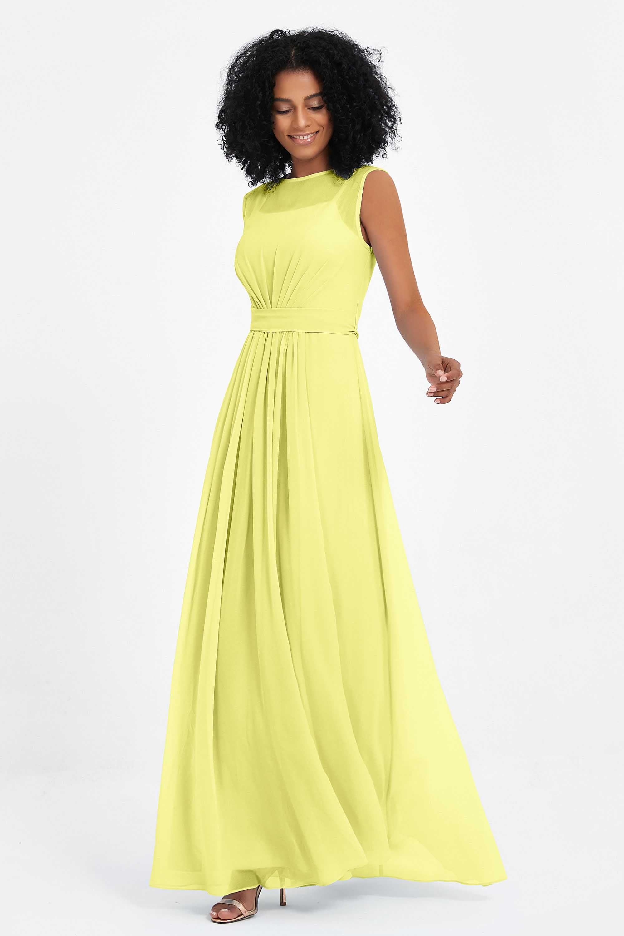 Illusion scoop neckline Chiffon bridesmaid dresses women's formal evening dress gowns