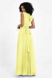 Illusion scoop neckline Chiffon bridesmaid dresses women's formal evening dress gowns