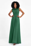 Illusion scoop neckline Chiffon bridesmaid dresses women's formal evening dress gowns