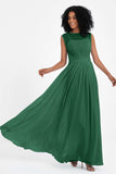 Illusion scoop neckline Chiffon bridesmaid dresses women's formal evening dress gowns