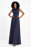 Illusion scoop neckline Chiffon bridesmaid dresses women's formal evening dress gowns