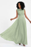 Illusion scoop neckline Chiffon bridesmaid dresses women's formal evening dress gowns
