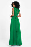 Illusion scoop neckline Chiffon bridesmaid dresses women's formal evening dress gowns