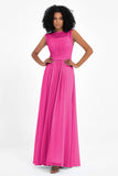 Illusion scoop neckline Chiffon bridesmaid dresses women's formal evening dress gowns