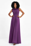 Illusion scoop neckline Chiffon bridesmaid dresses women's formal evening dress gowns
