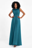 Illusion scoop neckline Chiffon bridesmaid dresses women's formal evening dress gowns