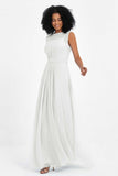 Illusion scoop neckline Chiffon bridesmaid dresses women's formal evening dress gowns
