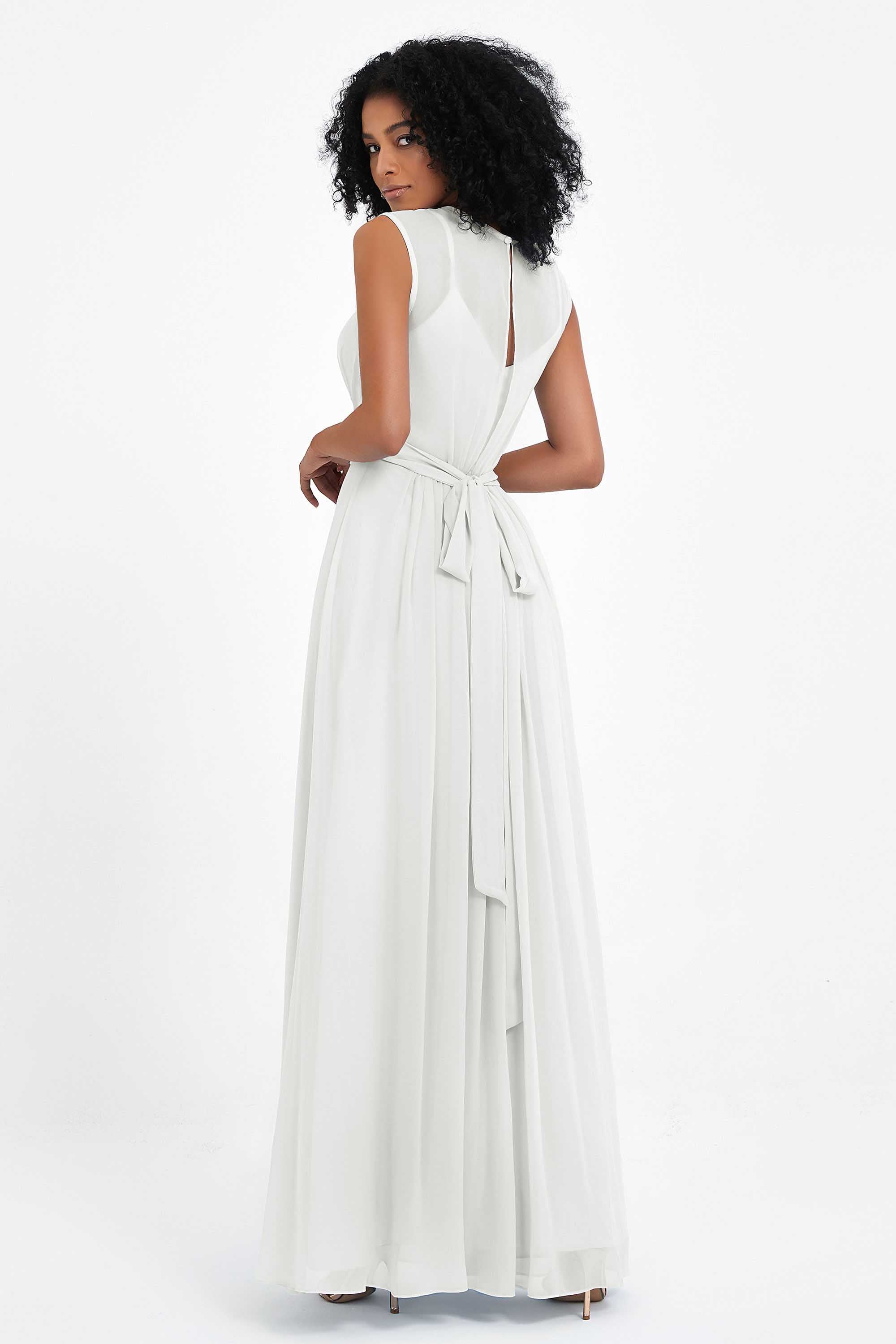 Illusion scoop neckline Chiffon bridesmaid dresses women's formal evening dress gowns