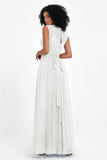 Illusion scoop neckline Chiffon bridesmaid dresses women's formal evening dress gowns