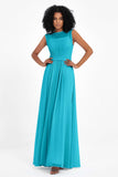 Illusion scoop neckline Chiffon bridesmaid dresses women's formal evening dress gowns
