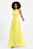 Illusion scoop neckline Chiffon bridesmaid dresses women's formal evening dress gowns