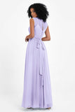 Illusion scoop neckline Chiffon bridesmaid dresses women's formal evening dress gowns