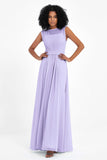 Illusion scoop neckline Chiffon bridesmaid dresses women's formal evening dress gowns