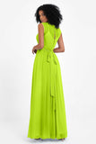 Illusion scoop neckline Chiffon bridesmaid dresses women's formal evening dress gowns